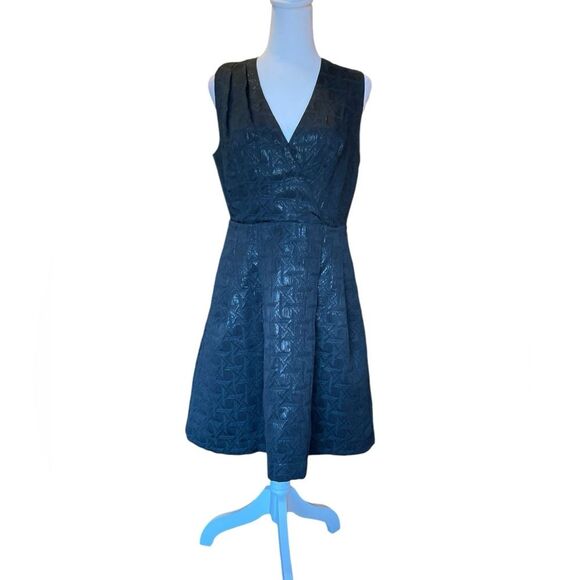 Kirna Zabete For Target Dress Black Metallic Jacquard Wrap A Line Womens Size 10 - Picture 1 of 12